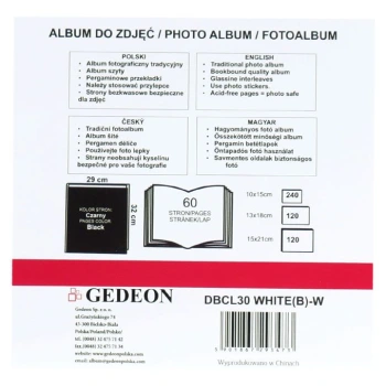 Ślubny album Gedeon White XL (tradycyjny 100 czarnych stron)