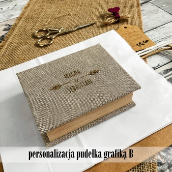 Pudełko na pendrive (płótno+drewno)