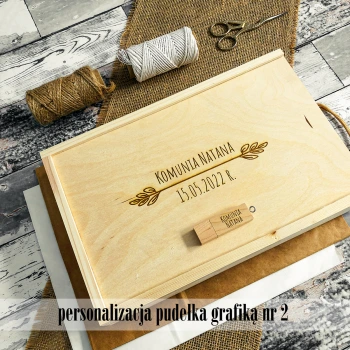 Drewniane pudełko na odbitki 15x23 i pendrive