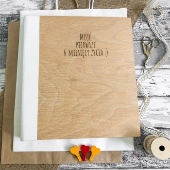Drewniany album na zdjęcia wklejane Wood XL (60 czarnych stron)