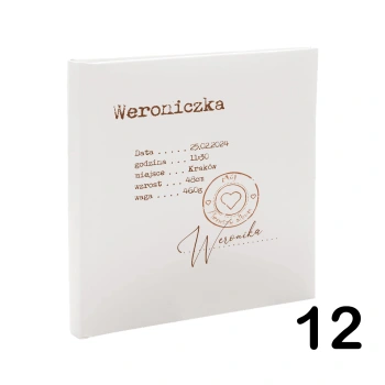 Album dziecięcy na chrzest, urodziny, metryczka do wyboru, wklejany, 30 kremowych stron, personalizowany, 12 wzorów