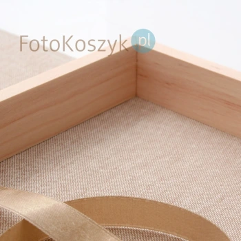 Pudełko na zdjęcia 15x23 i pendrive (płótno+drewno, do 100 zdjęć)
