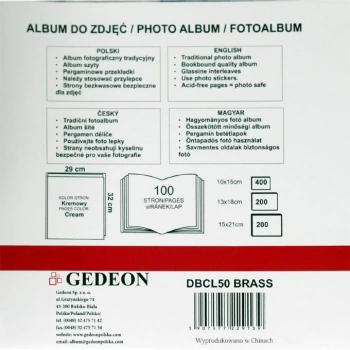 Album Brass J XL (tradycyjny 100 kremowych stron)
