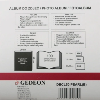 Album Gedeon Pearl XL (tradycyjny 100 czarnych stron)