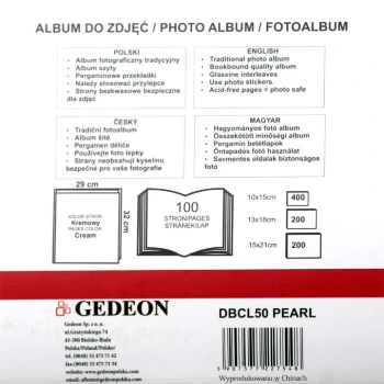 Album Gedeon Pearl XL (tradycyjny 100 kremowych stron)