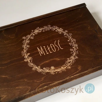 Lakierowane, bejcowane pudełko na odbitki 10x15