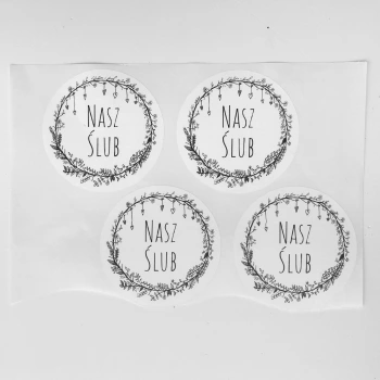 Duża naklejka Nasz Ślub B&W (4 szt.)