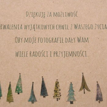 Podziękowanie za sesję fotograficzną świąteczny las kraft