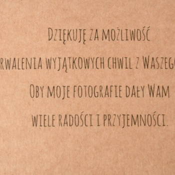 Podziękowanie za sesję fotograficzną Łapacz Snów kraft