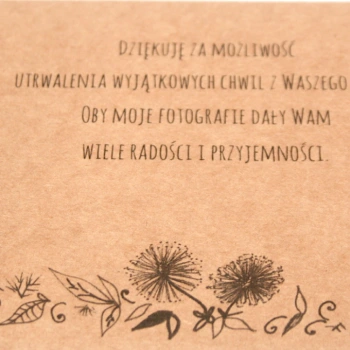 Podziękowanie za sesję fotograficzną wianek kraft