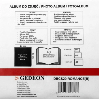Album Gedeon Romance J (tradycyjny 40 czarnych stron)
