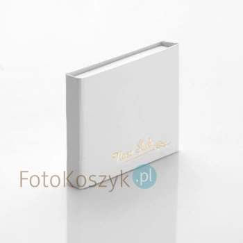 Białe, pudełko na pendrive Nasz Ślub (magnes)