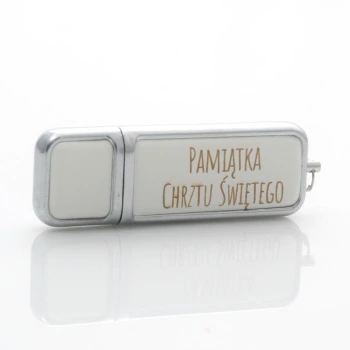Biały pendrive ze skóry 8GB 2.0