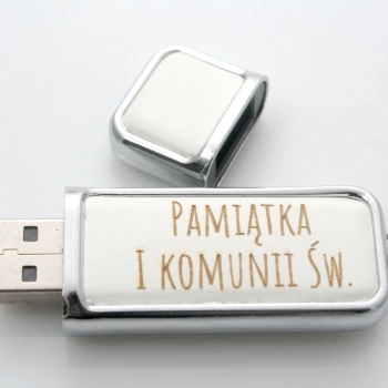 Biały pendrive ze skóry 32GB 2.0
