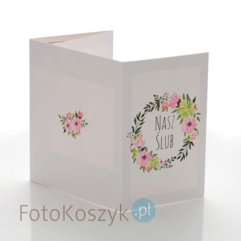 Mini-Album TS Nasz Ślub kwiaty na dwa zdjęcia 13x18 plus zakładka