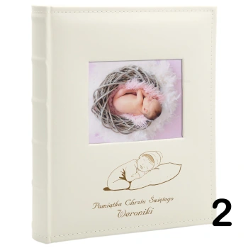 Album na chrzest, wklejany, 60 kremowych stron, personalizowany, 6 wzorów