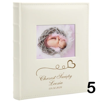 Album na chrzest, wklejany, 60 kremowych stron, personalizowany, 6 wzorów