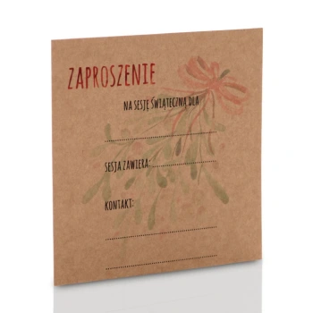 Zaproszenie na sesję świąteczną jemioła kraft