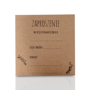 Zaproszenie na sesję fotograficzną wianek kraft