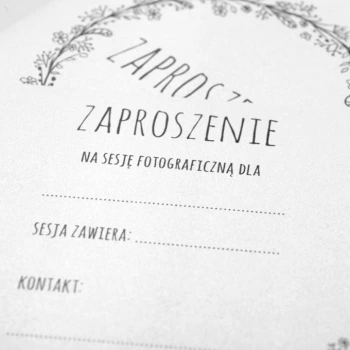 Zaproszenie na sesję fotograficzną wianek B&W