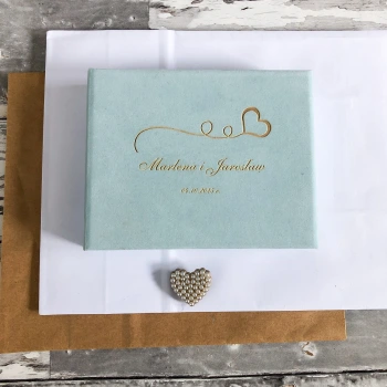 Uniwersalne pudełko na pendrive welur niebieski (magnes)