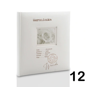 Album dziecięcy, wklejany 40 kremowych stron, personalizowany 12 wzorów do wyboru: Chrzest Metryczka Mój pierwszy album