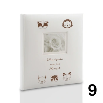 Album dziecięcy, wklejany 40 kremowych stron, personalizowany 12 wzorów do wyboru: Chrzest Metryczka Mój pierwszy album