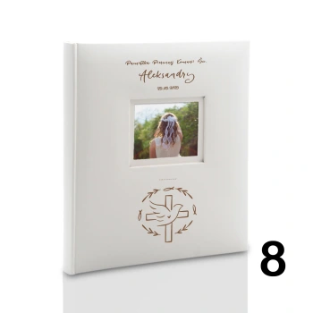 Album komunijny wklejany 40 kremowych stron, personalizowany, 8 wzorów