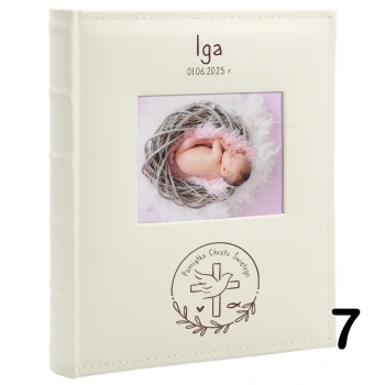 Album na chrzest, wklejany, 60 kremowych stron, personalizowany, 6 wzorów